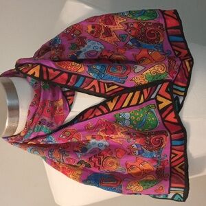 Laurel Burch Silk Colorful Cat Scarf